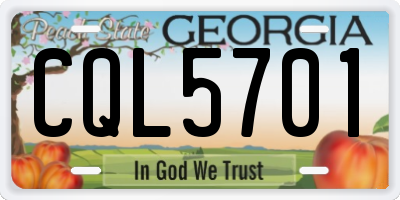 GA license plate CQL5701