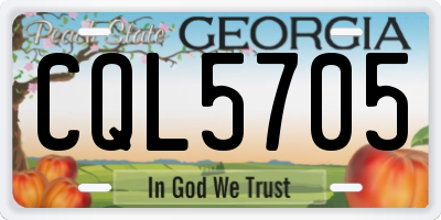 GA license plate CQL5705