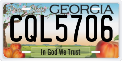 GA license plate CQL5706