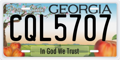 GA license plate CQL5707