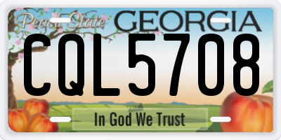 GA license plate CQL5708