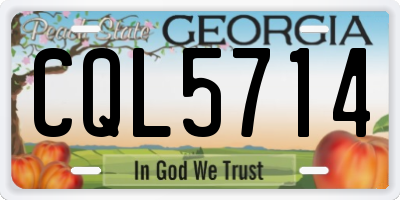 GA license plate CQL5714