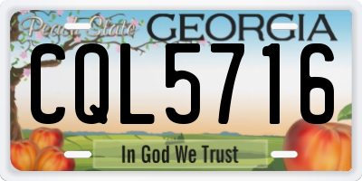 GA license plate CQL5716