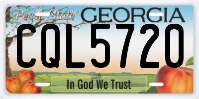 GA license plate CQL5720