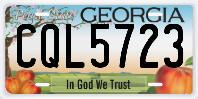GA license plate CQL5723
