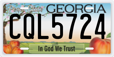 GA license plate CQL5724