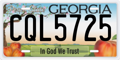 GA license plate CQL5725