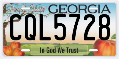GA license plate CQL5728