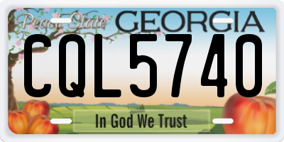 GA license plate CQL5740