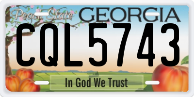 GA license plate CQL5743