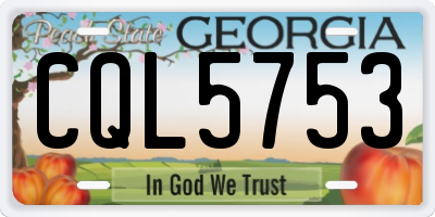 GA license plate CQL5753