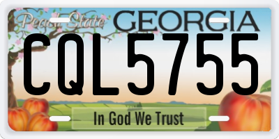 GA license plate CQL5755