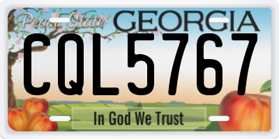 GA license plate CQL5767
