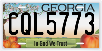 GA license plate CQL5773