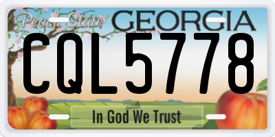 GA license plate CQL5778
