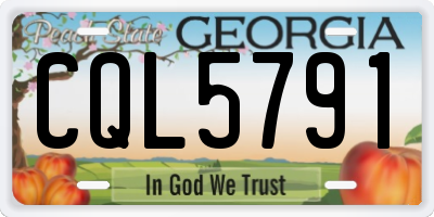 GA license plate CQL5791