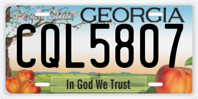 GA license plate CQL5807