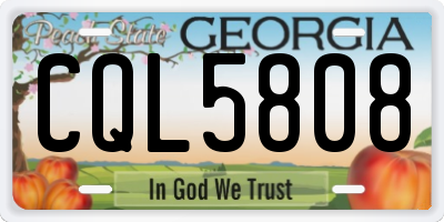 GA license plate CQL5808