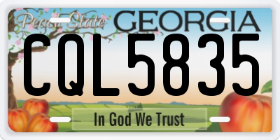 GA license plate CQL5835