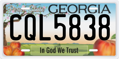 GA license plate CQL5838