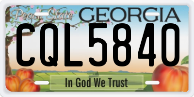 GA license plate CQL5840
