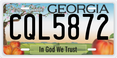 GA license plate CQL5872