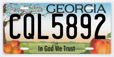 GA license plate CQL5892