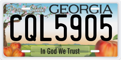 GA license plate CQL5905