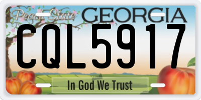GA license plate CQL5917