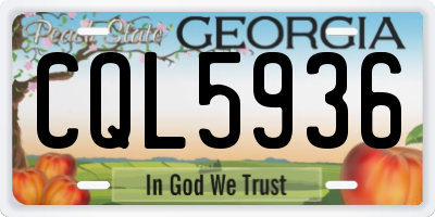 GA license plate CQL5936