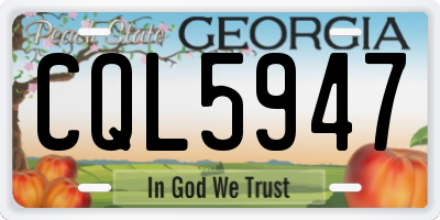 GA license plate CQL5947