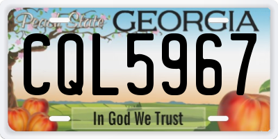 GA license plate CQL5967