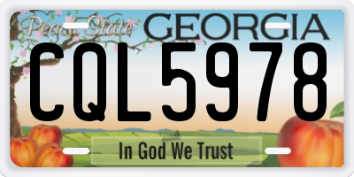 GA license plate CQL5978