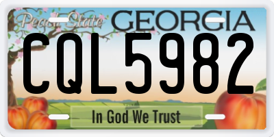 GA license plate CQL5982