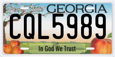 GA license plate CQL5989