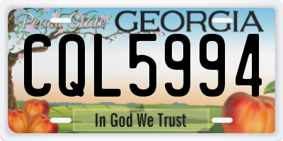 GA license plate CQL5994