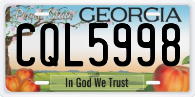 GA license plate CQL5998