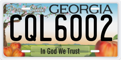 GA license plate CQL6002