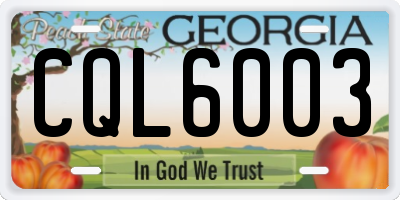 GA license plate CQL6003