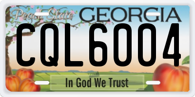 GA license plate CQL6004