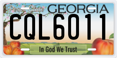 GA license plate CQL6011