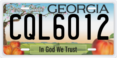 GA license plate CQL6012