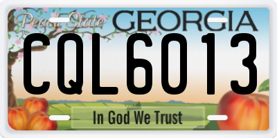 GA license plate CQL6013