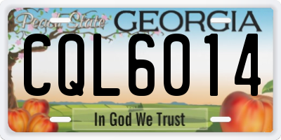 GA license plate CQL6014