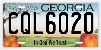GA license plate CQL6020