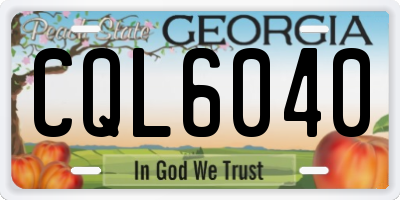 GA license plate CQL6040