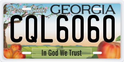 GA license plate CQL6060