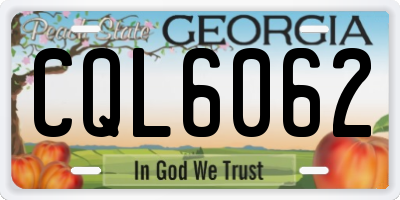 GA license plate CQL6062