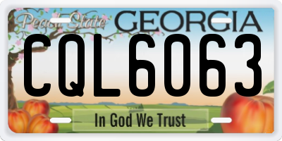 GA license plate CQL6063