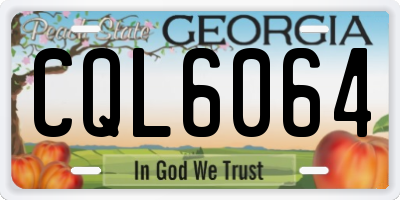 GA license plate CQL6064